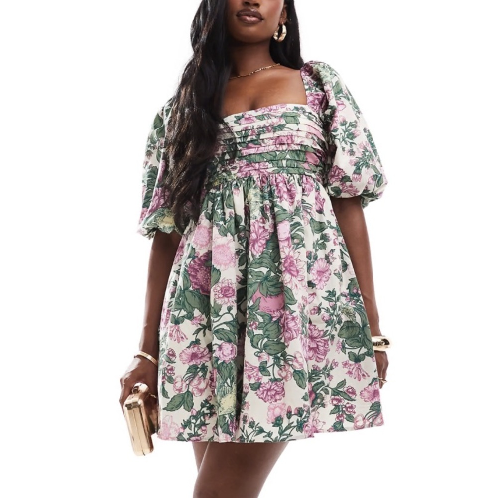 Abercrombie & Fitch Pink and Green Floral Mini Dress